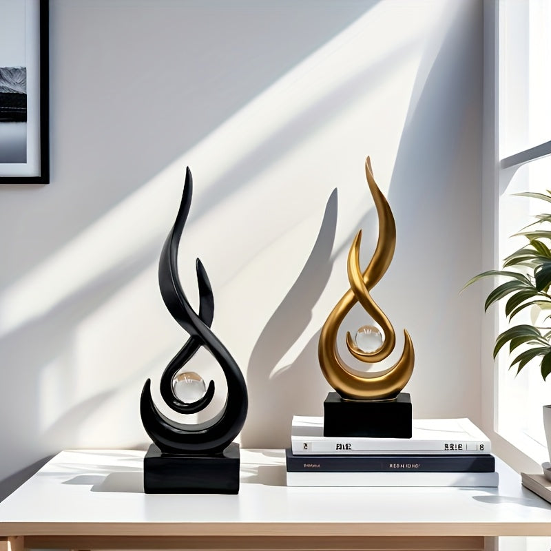 Home & Kitchen > Holiday Decorations > Small Statue Figurine// Abstract Flame Bead Resin Ornament | Modern Wabi-Sabi Style Living Room Energy Focal Point Decoration