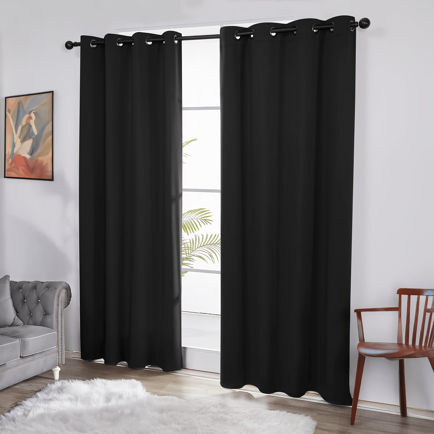 2 Panels 52x84 in/ 132x213 cm 100% Blackout Curtains Soft & Durable, Easy to Clean for Bedroom, Living Room, Office, Hotel, Bathroom, Van Garage, Christmas Modern decoration, black, Grey, Beige 52x63 in/ 132x160 cm 52x95 in/