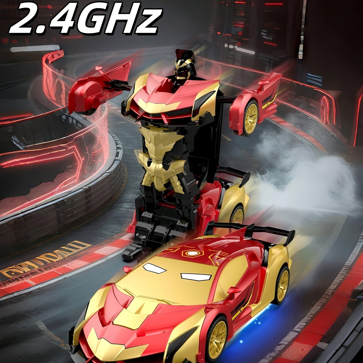 ' Transforming RC Car & Robot - 2.4GHz Remote Control, 360° Drift Racing Car Converts to Robot, One-Click Transformation, - () - Birthday/Christmas/Halloween Gift for Kids