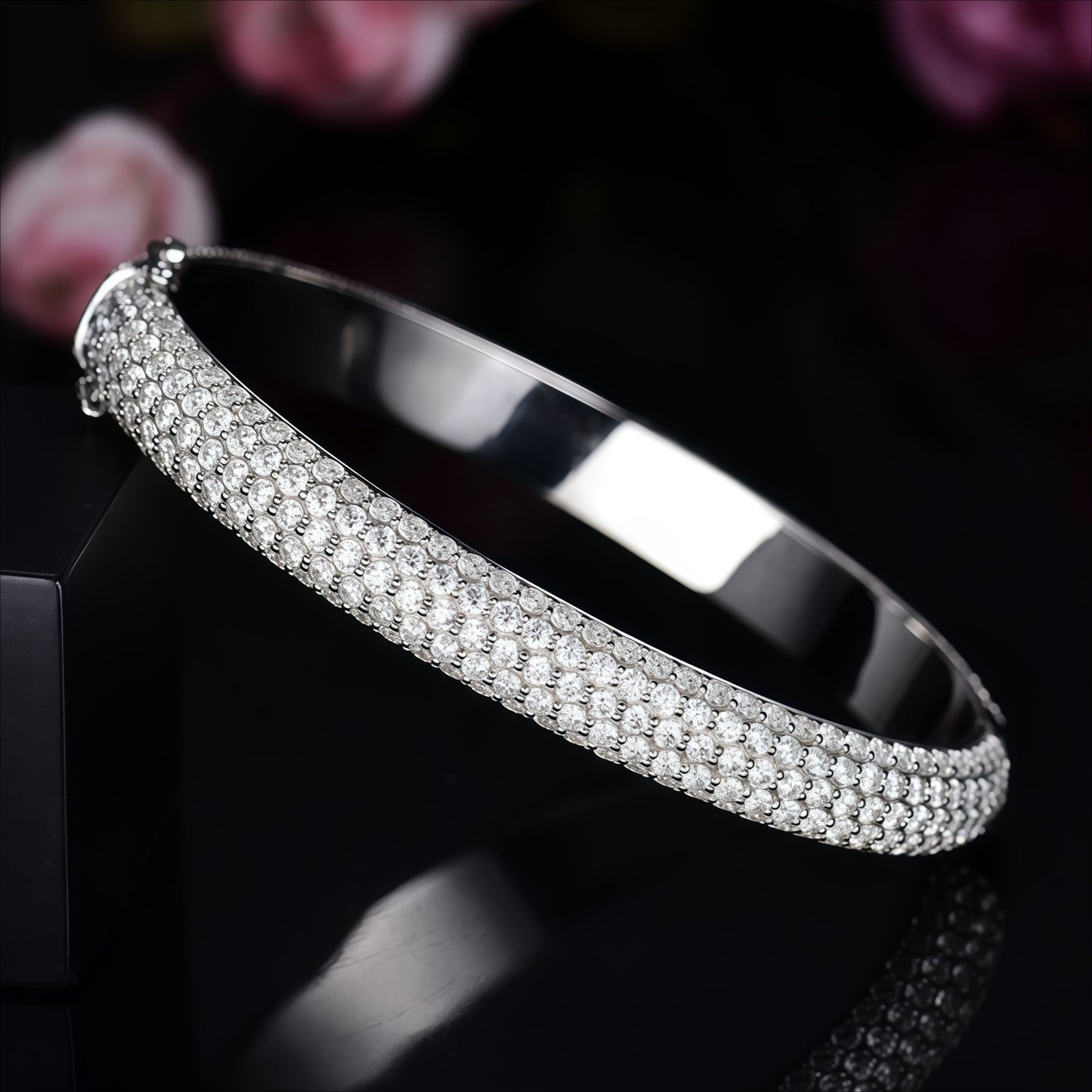 30.7g Full Moissanite Hip-hop Bracelet, D Color VVS1 Round Cut, 925 Sterling Silver High Quality Luxury Bracelet, Fashionable Trendy Items, Suitable for Daily Wear Or Music Festival, Perfect Christmas Halloween Gifts for Wome