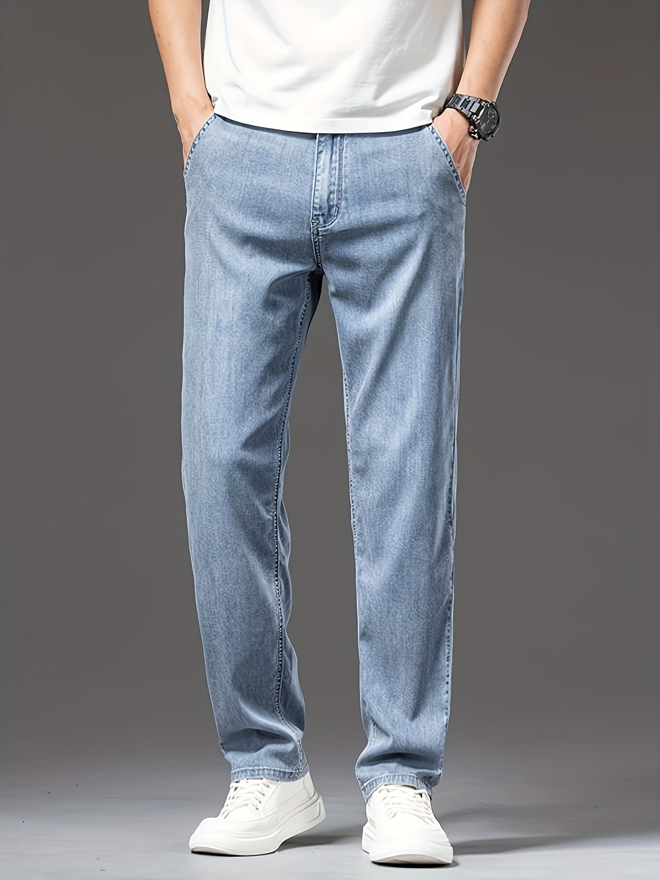 Men's Summer High-quality Lyocell Jeans, Breathable, Soft And Draping, Slightly Stretchy, Loose Straight Fit.
