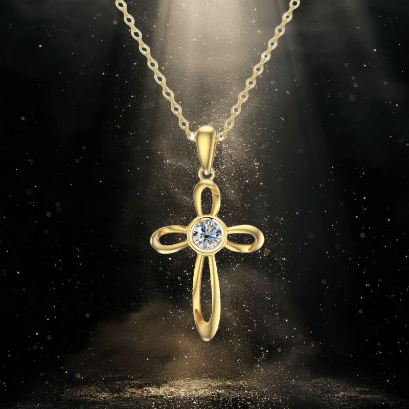 925 pure Silvery 1 carat classic cross necklace with moissanite, simple and versatile, suitable for men and women as Valentine's Day, Christmas, Thanksgiving gifts, suitable for daily wear, banquets, vacations, dates, comes w