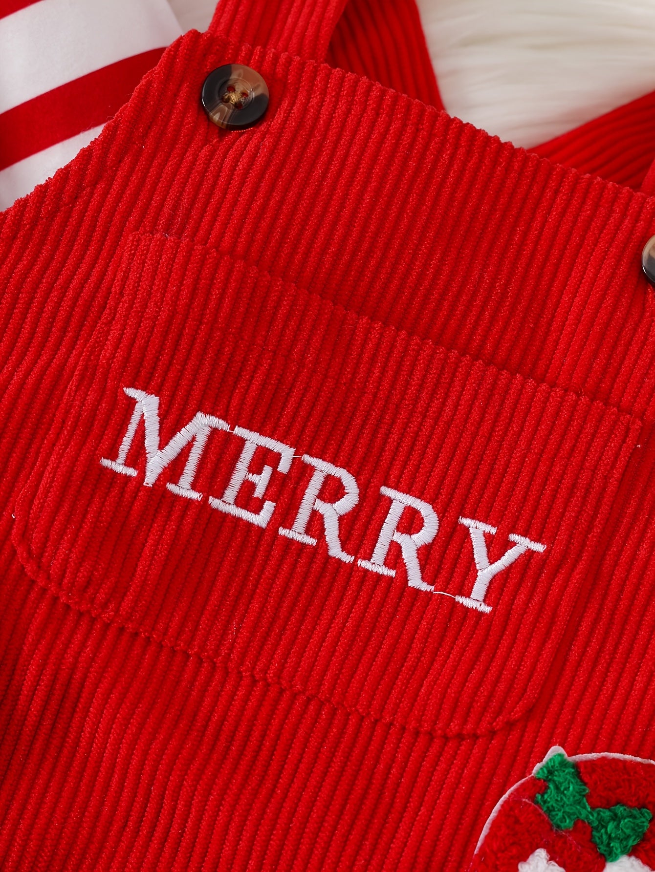 Baby Girl's Christmas Set - Red And White Striped Onesie, Santa Claus Embroidered Romper, with Hairband Included, Perfect for Outdoor