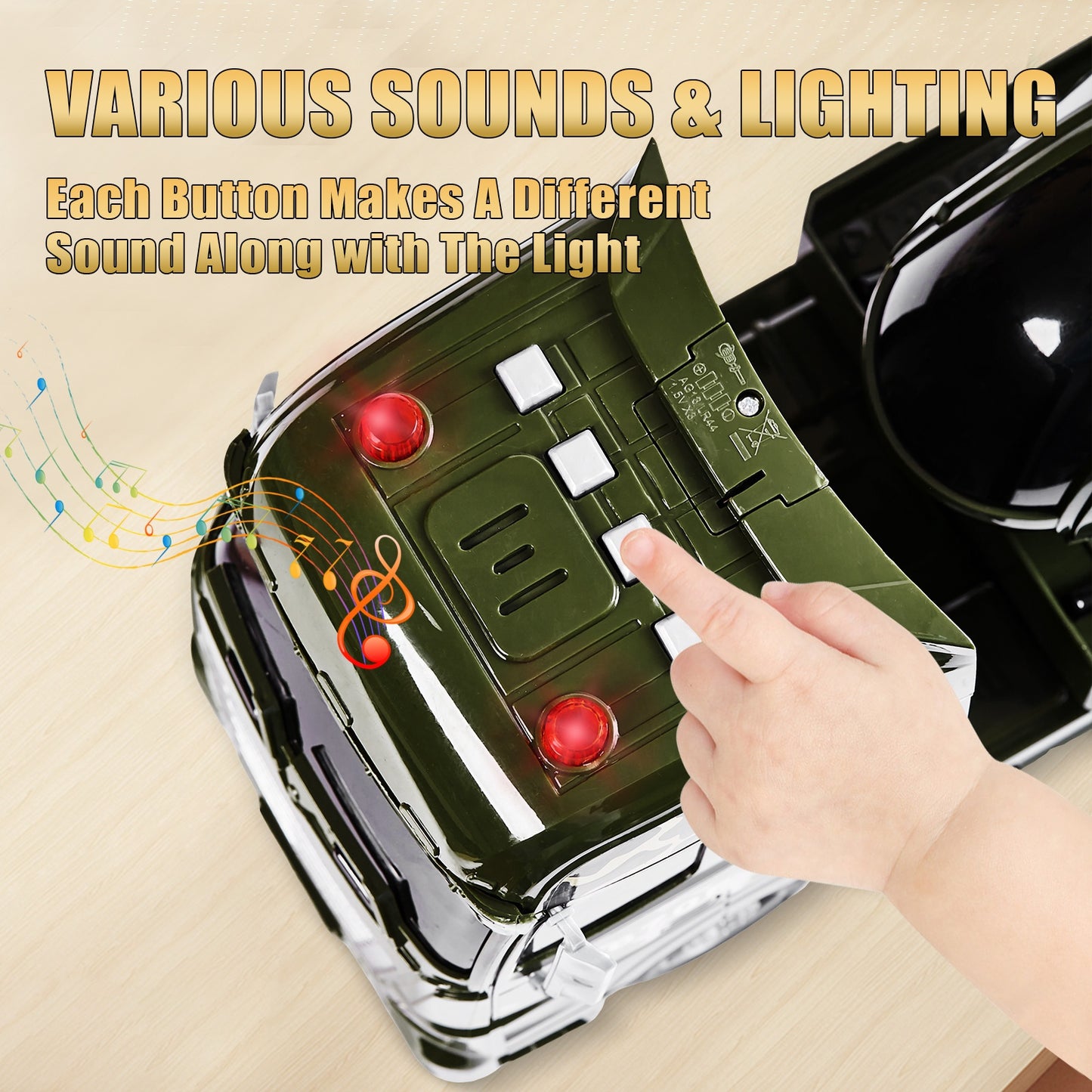 25.6" Large Military Toy Set with Helicopter & Tank - Manual Operation Army Transport Truck with Moving Parts, Realistic Sounds & Lights, Durable ABS Construction for Boys & Girls 3- - Green Camo Design Birthday Gift for Imag