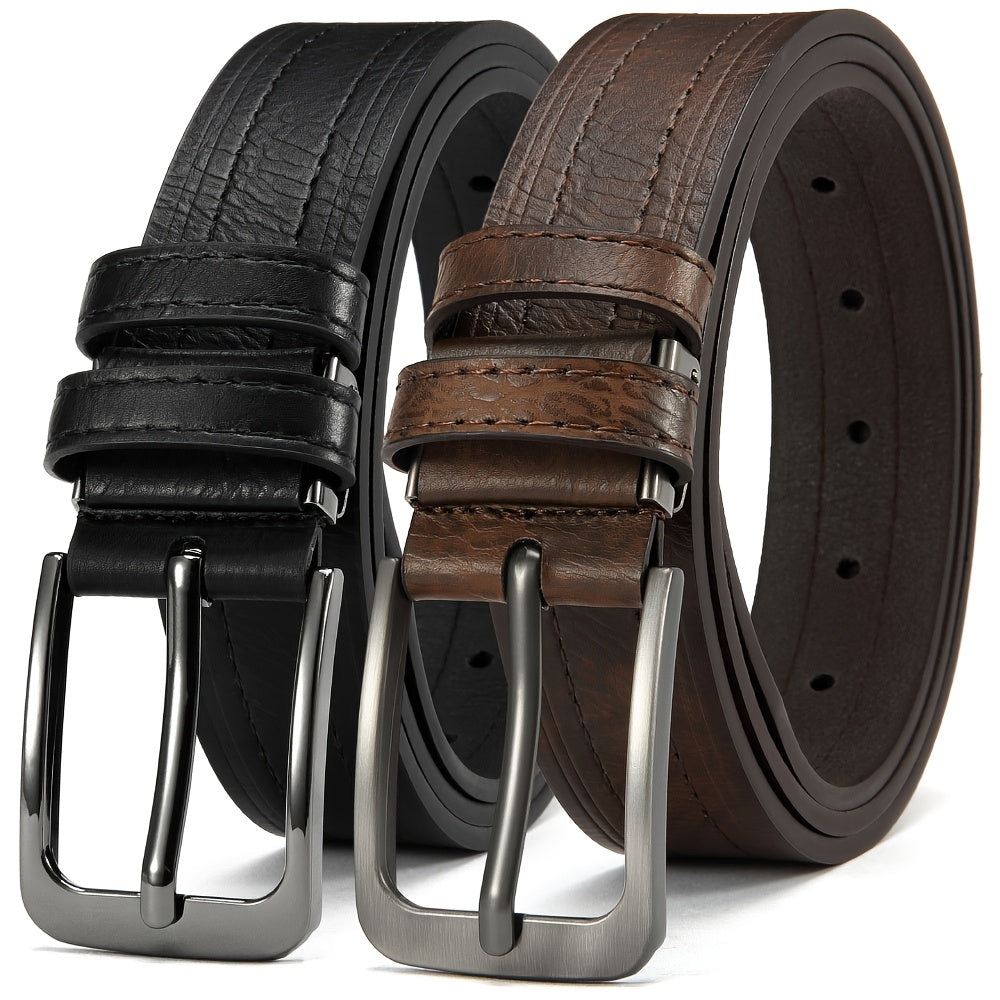 2pcs DOOPAI Men'S Leather Belt Pin Buckle Casual Cowhide Men'S Fashion Classic Vintage Jean'S Belts Gifts With Gift Box
