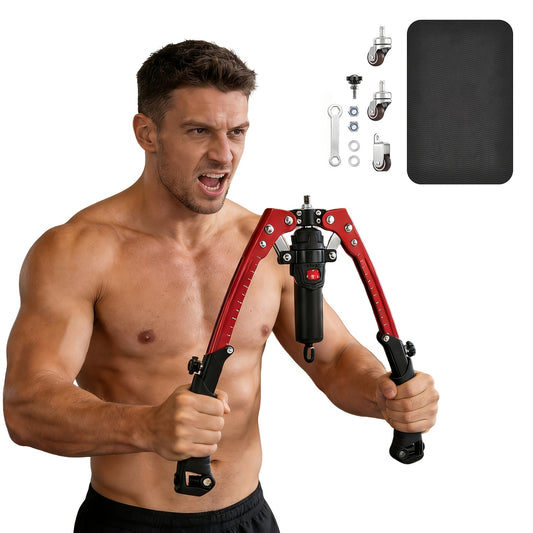 1 Twister Arm Trainer | Adjustable Hydraulic Home Gym Equipment for Strength Training, 22-440Lbs Chest Expander with Ab Roller Wheel, Workout Equipment for Men & Women, Arms Chest Core, Valentine'S Day Gifts, Carbon Steel, Re