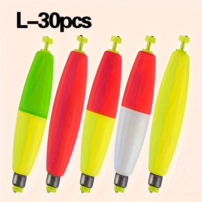 30pcs Premium EVA Fishing Floats - High Sensitivity & Visibility - Column-shaped, Weighted Sea Fishing Gear For Enhanced Performance, Without Battery