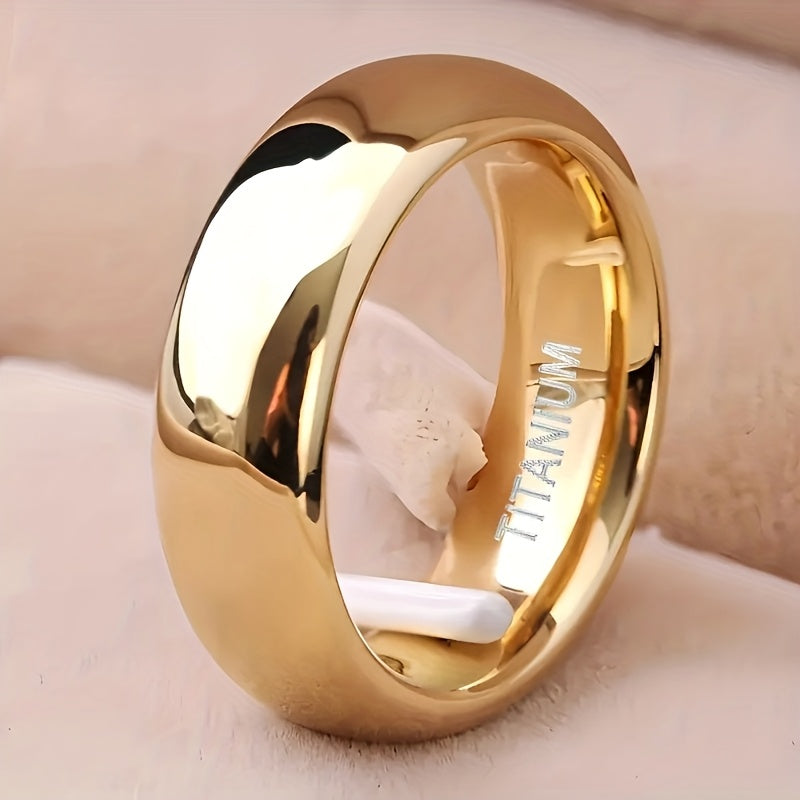 1pc 6mm Wide Golden Gloss Modern Minimalist Ring - Unisex Wedding Band, Durable Polished Stainless Steel-like Shine, Comfort Fit for Men & Women, Everyday & Special Occasion Jewelry for Valentine'S Day, Christmas, Graduation,