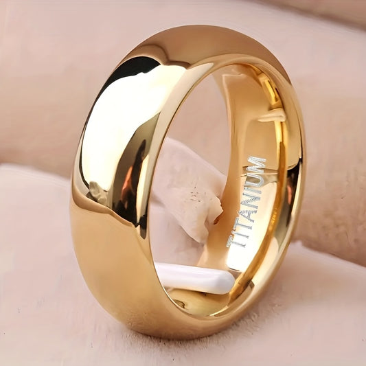 1pc 6mm Wide Golden Gloss Modern Minimalist Ring - Unisex Wedding Band, Durable Polished Stainless Steel-like Shine, Comfort Fit for Men & Women, Everyday & Special Occasion Jewelry for Valentine'S Day, Christmas, Graduation,