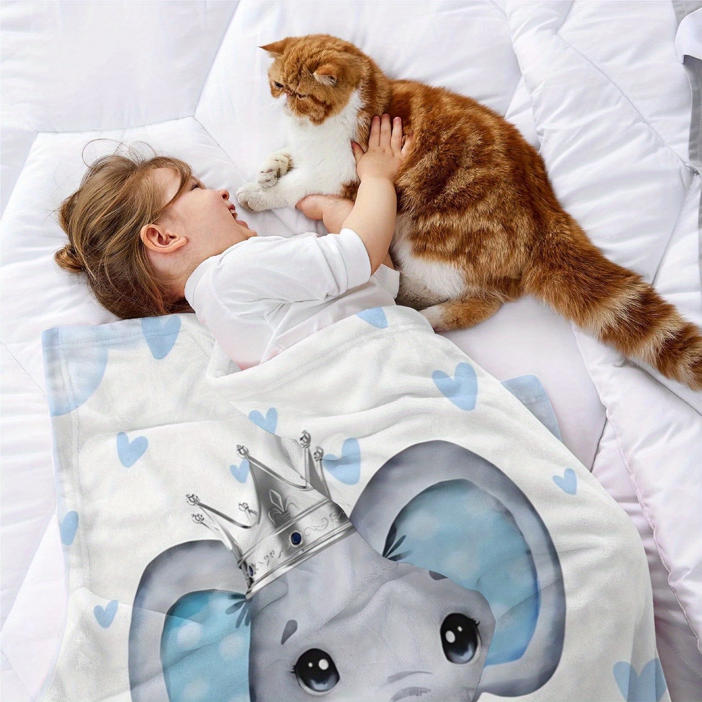 ized Elephant/Animal Name Blanket - Custom Bedspread with Name, Soft Lightweight All-Season Quilted Throw &, Bedding Gift, Bedtime Comforter (Add Your Name), Cot Bedding, Throw Blanket, Stitch Throw, Blankets With Name, Thick