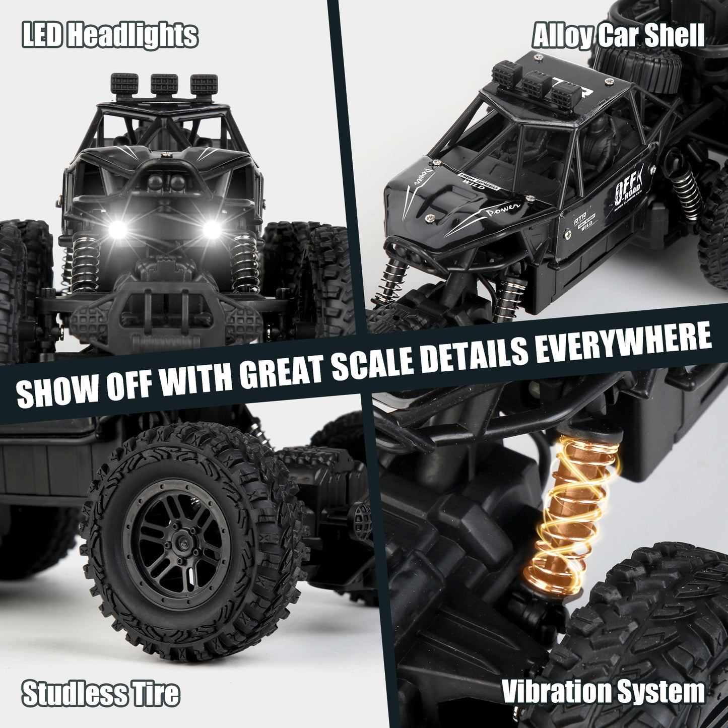 Six-Wheel Alloy Remote Control Car, All-Terrain Electric Toy Vehicle, 2.4GHz R/C Off-Road Car, High-Speed Climbing Car with Headlights And Shock Absorbers
