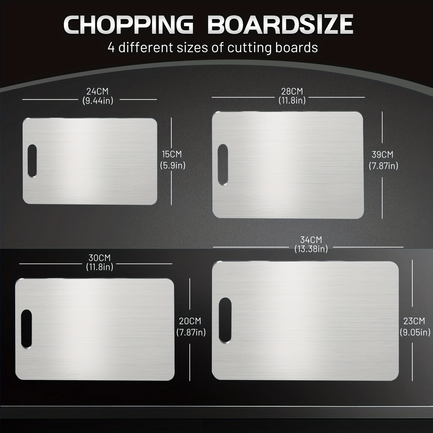 4pcs Stainless Steel Cutting Boards - Food Grade Durable Kitchen Cutting Boards - Non-slip Design For Meat Fruits Vegetables - Dishwasher Safe And Knife-Friendly Surface - Suitable For Home Chefs And Restaurants