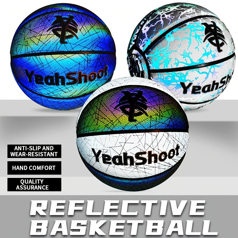 YeahShoot Glow Basketball - Novel Style Light Up Basketball for Youth, Reflective Teens And Adults, Premium Feel Basketball Gifts for Boys with In The