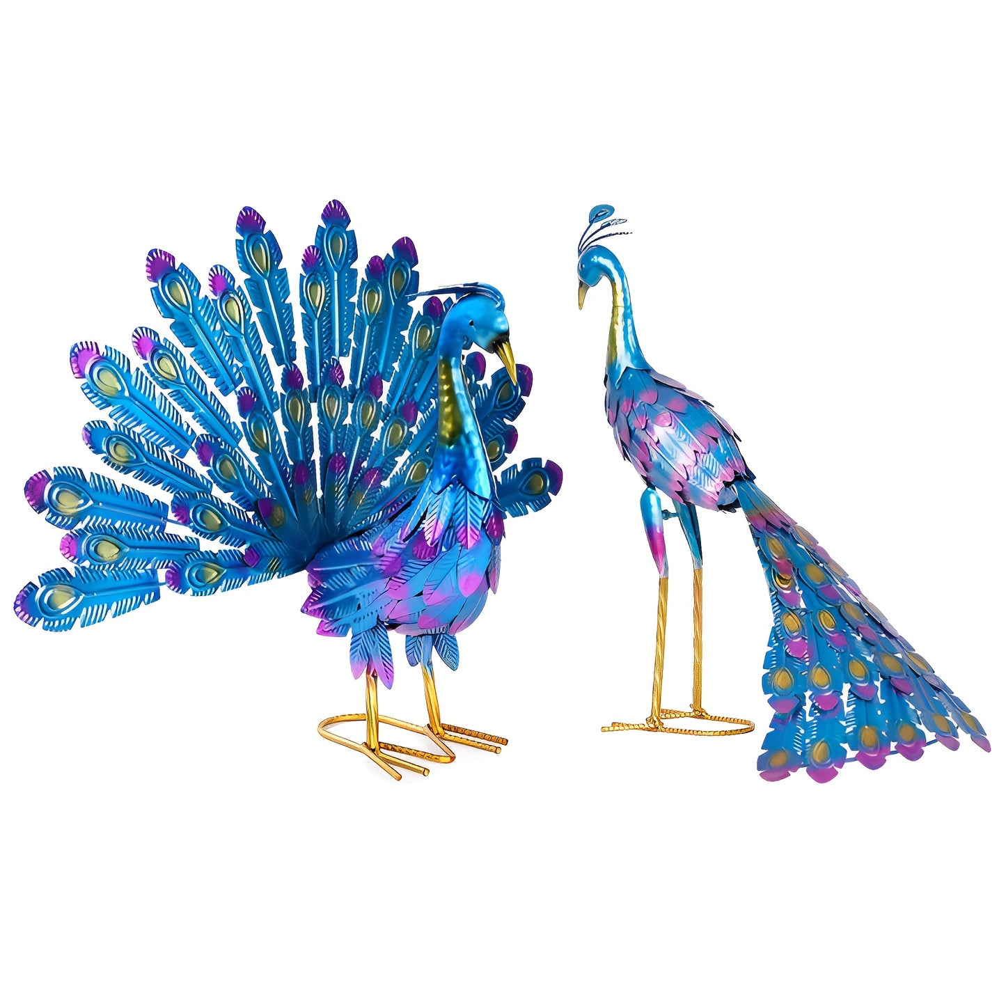 2pcs Of A Pair Of Male And Female Metal PeaRooster Outdoor Statues - PeaRooster Garden Decorative Courtyard Art, Suitable for Home, Garden, Terrace, Backyard, Porch Lawn Decoration, Wedding Anniversary Gift, Christmas Gifts