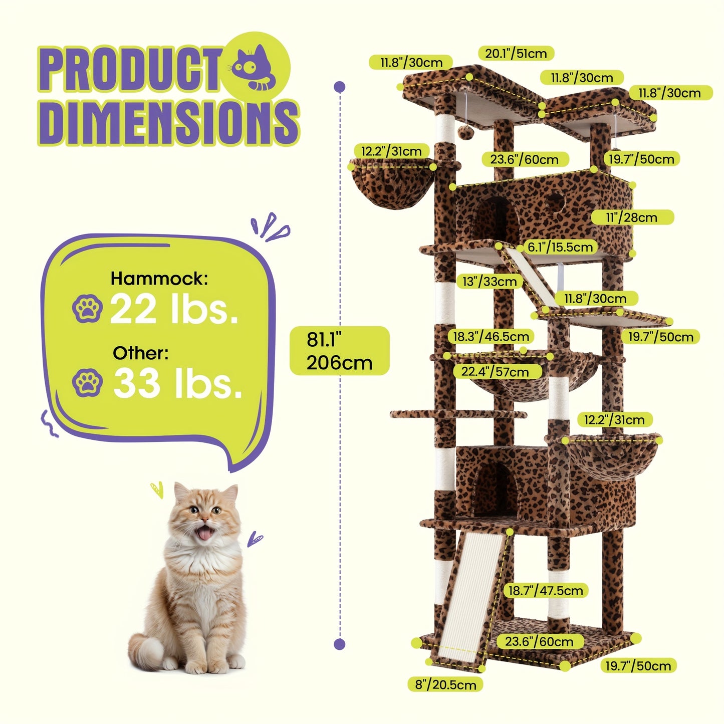 WEEWAY Multi-Level Cat Tree Tower for Indoor Cats - Modern Space-Saving design with Scratching Posts, Plush Perches, Hanging Platforms, Entryways - Sturdy Construction for Climbing, Scratching, Resting - Ideal Gift for Kittie