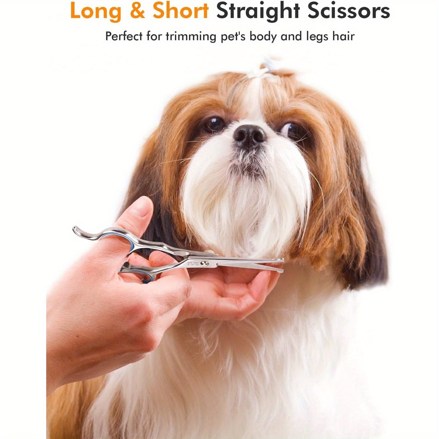 6-in-1 Dog Scissors- Professional Stainless Hair Kit with Safety Rounded Tips, Soft- Handles for Small& Large Dogs, Cats