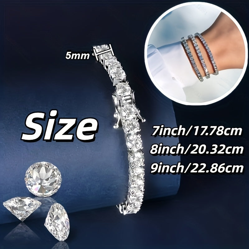 4mm S925 Pure Tennis Bracelet with a Row of Moissanite, Luxurious and Elegant Style Tennis Bracelet for Women, Bright Cut, Suitable for Wedding, Birthday, Anniversary, New Year Gift, Mother's Day Gift