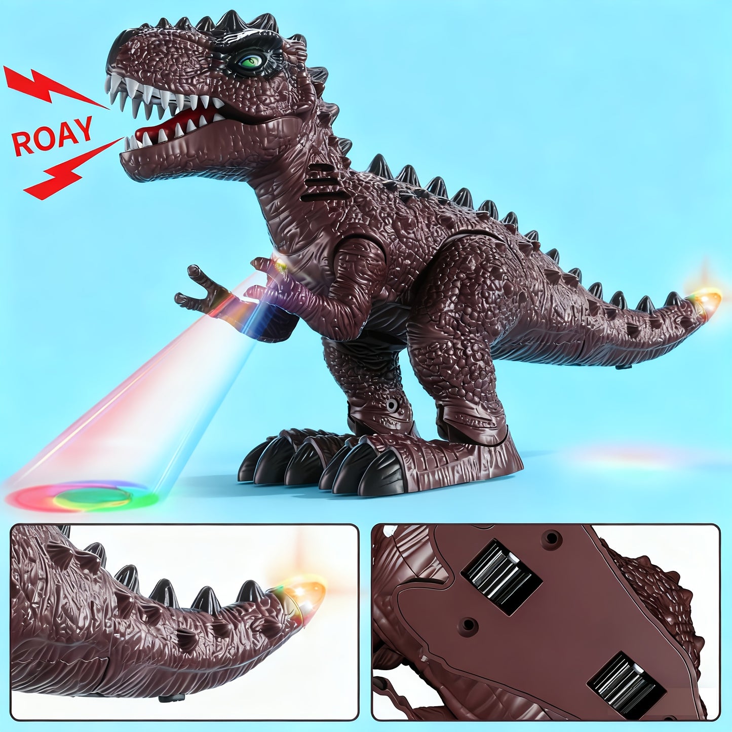 3 Pack Electric Dinosaur Toys with Sound Light & Walking Effects, Toy Gifts for Boys Kids 3 4 5 6 7 Years Old, Interactive Movable Dino Toyset