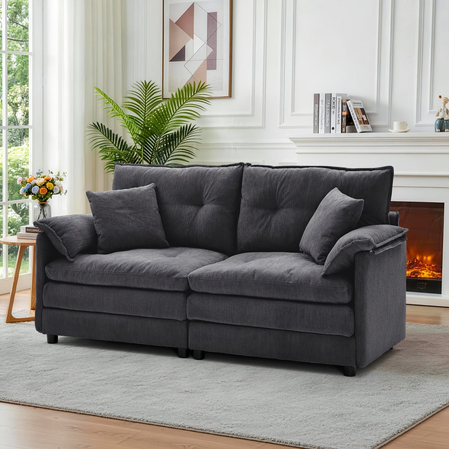 67.72-inch Modern Two-seater Chenille Upholstered Sofa | Comfortable Soft Cushions, Suitable for Living Room, Bedroom, Office, Modern Minimalist Design, Includes Soft Throw Pillows, Hardwood Frame by LNSENFIN