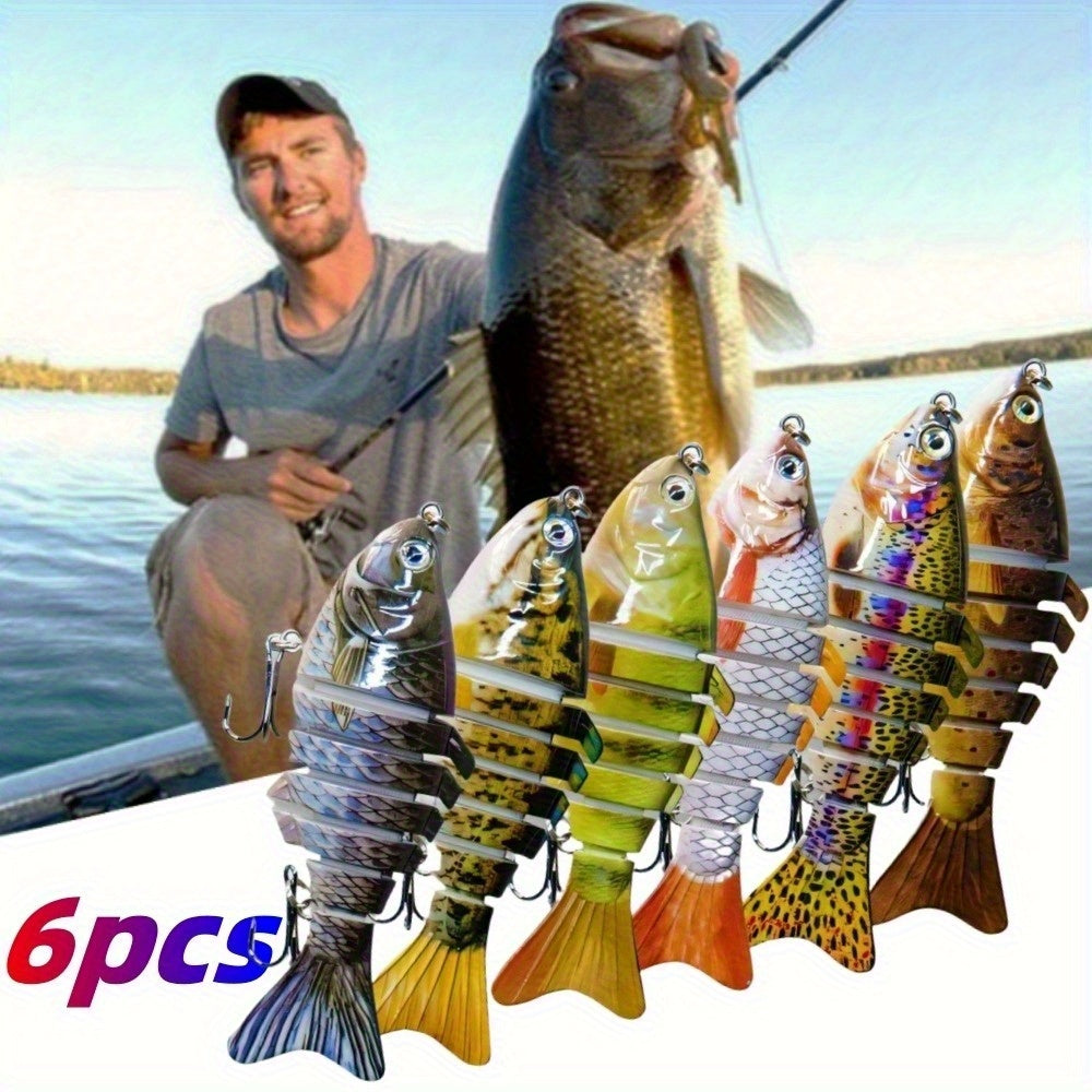 6pcs Realistic Simulated Fishing Bait, Real Swimming Bait, Multi Joint Swimming Bait, Suitable For Both Freshwater And Saltwater, Top Water Fishing Lures, Fishing Lures Kit, Perfect Gift For Anglers