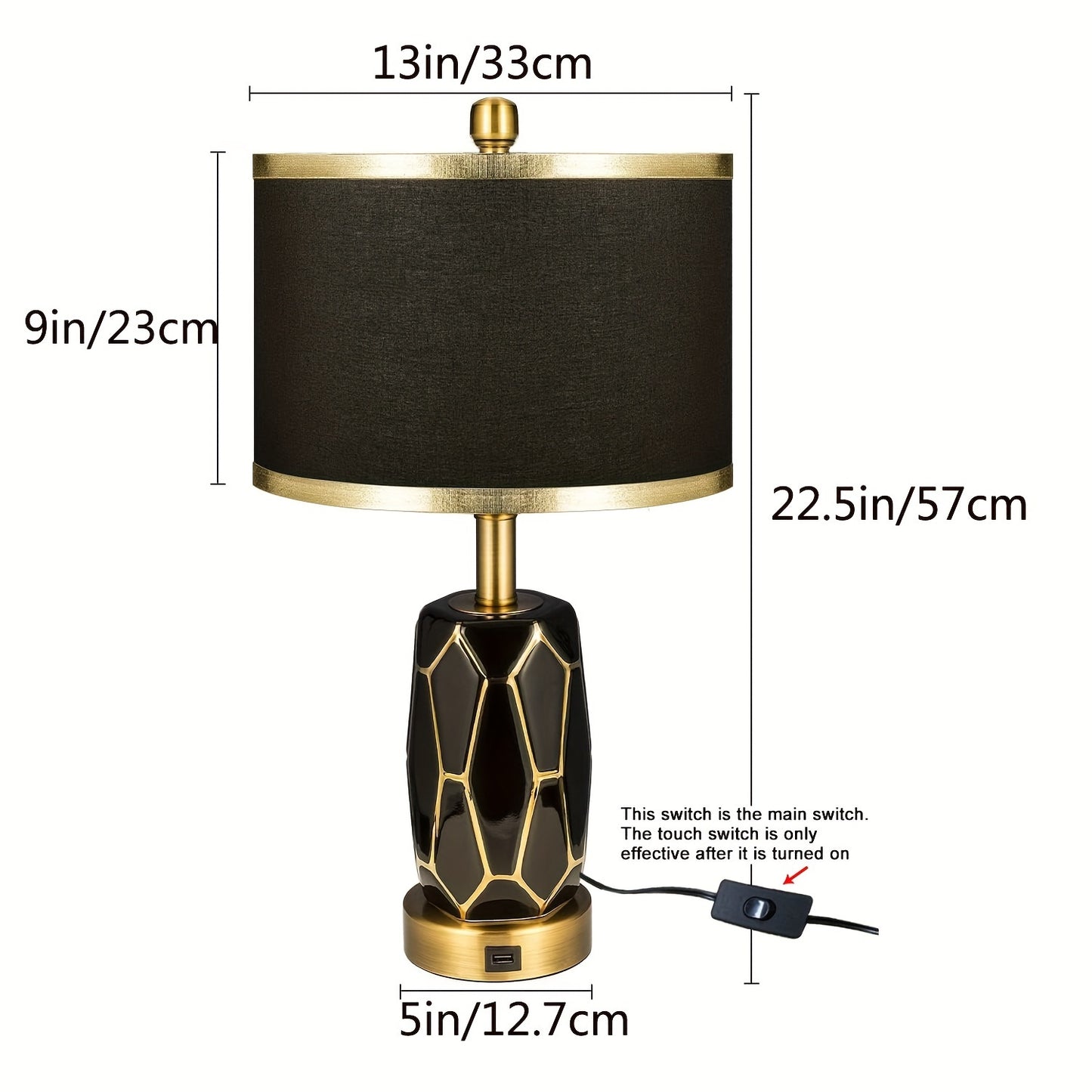 2 Touch Desk Lamps In The Bedroom, Living Room, Modern Ceramic Desk Lamp With USB Port, Bedside Bedside Bedside Lamp With Fabric Drum Lampshade, Including 2 Light Bulbs