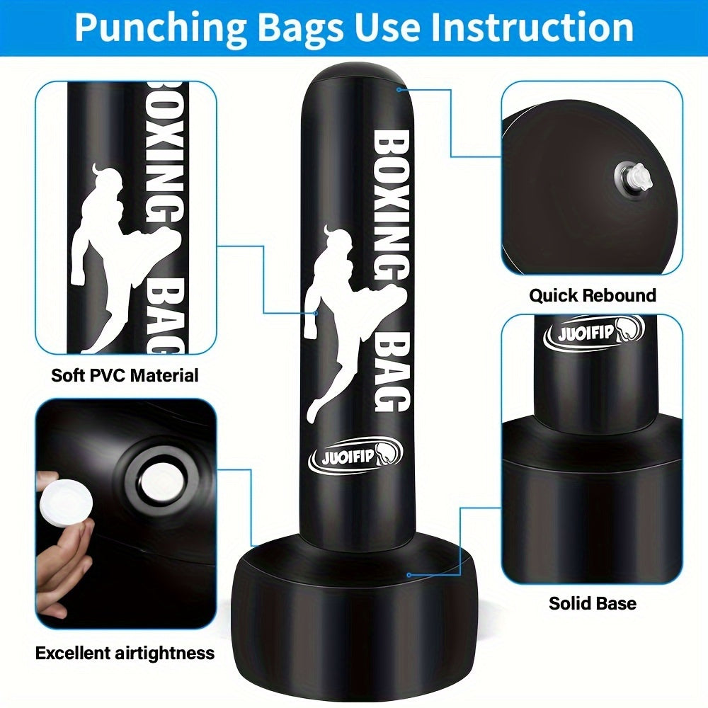 Standing Punching Bag for Adults 69'' Heavy Bag with Stand Inflatable Boxing Bags Freestanding Kickboxing Bag Equipment for Training MMA Muay Thai Fitness to use Outdoor Indoor