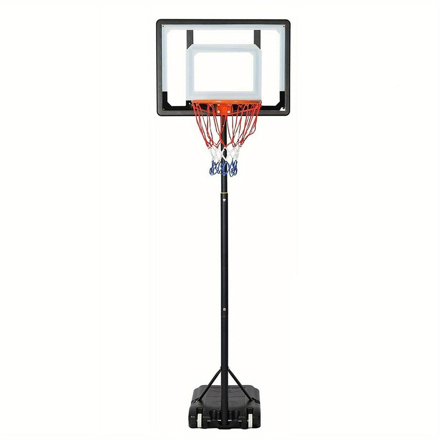 LUCKYERMORE Adjustable Portable Basketball Hoop for Family - 5ft-6.8ft Height, 32in Backboard, Heavy-Duty Steel & PVC, Water/Sand Stable Base with Wheels, Indoor/Outdoor Use, Black, Indoor Sports Equipment, Weatherresistant N