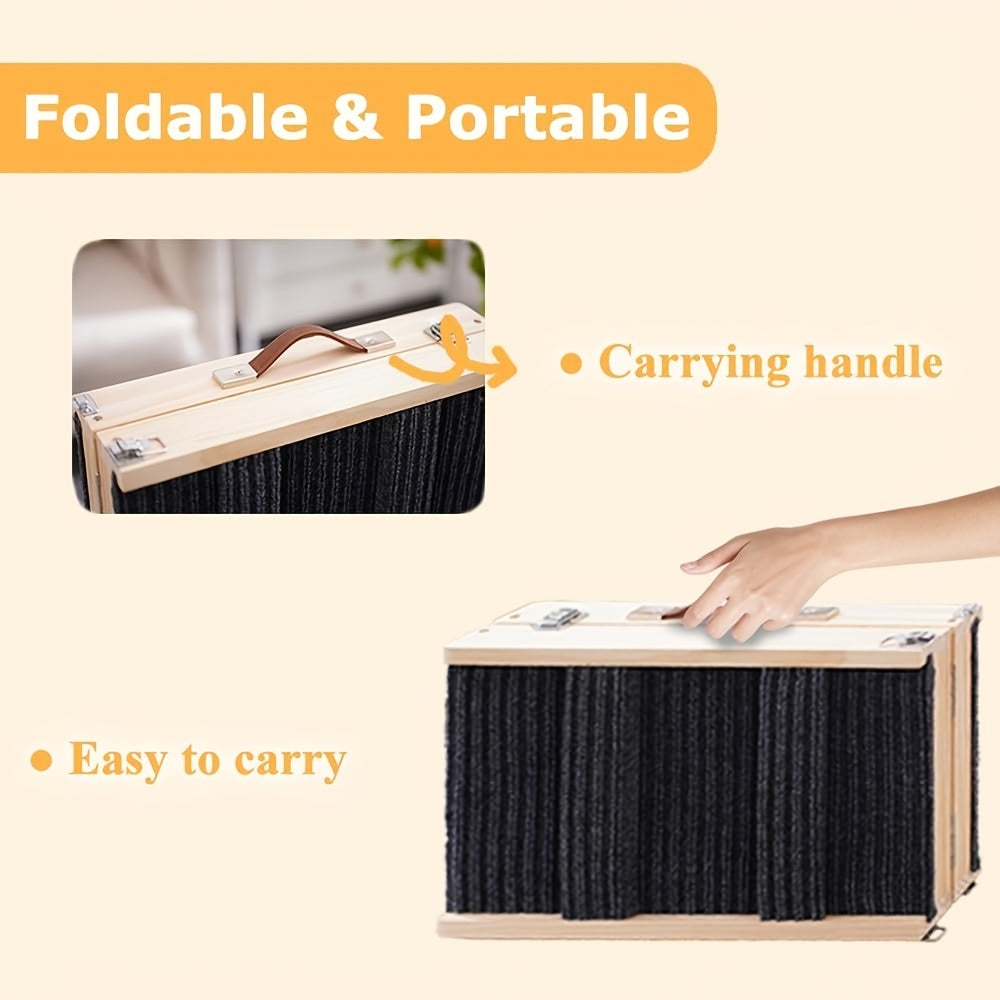 32" Adjustable & Portable Folding Dog Ramp with Non-Slip Traction Mat - Solid Wood Pet Stairs Ladder for Small Dogs, Bed, Sofa, Car, Couch - Climbing Ramp for Puppies, Pets ( Wood Grain, Lightweight)