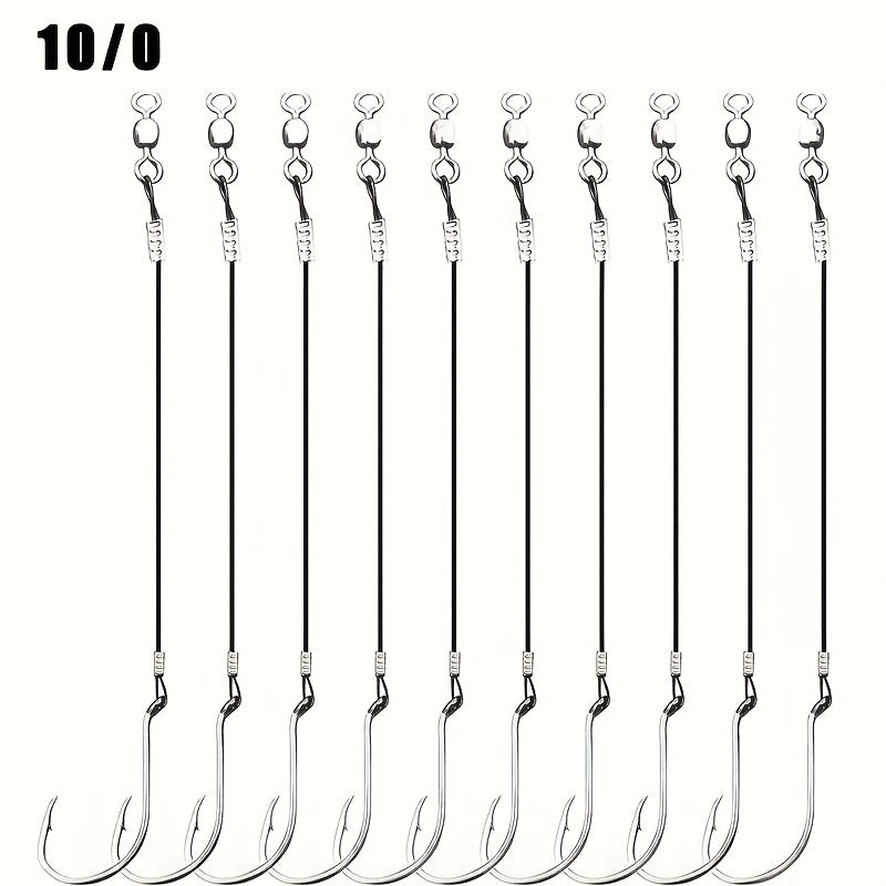50pcs Circle Hooks Rigs, Steel Catfish Hook Rig Octopus Fishing Hook With Leader, Fishing Circle Hook Wire For Saltwater Freshwater