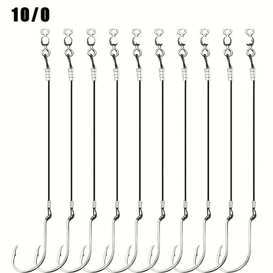 50pcs Circle Hooks Rigs, Steel Catfish Hook Rig Octopus Fishing Hook With Leader, Fishing Circle Hook Wire For Saltwater Freshwater