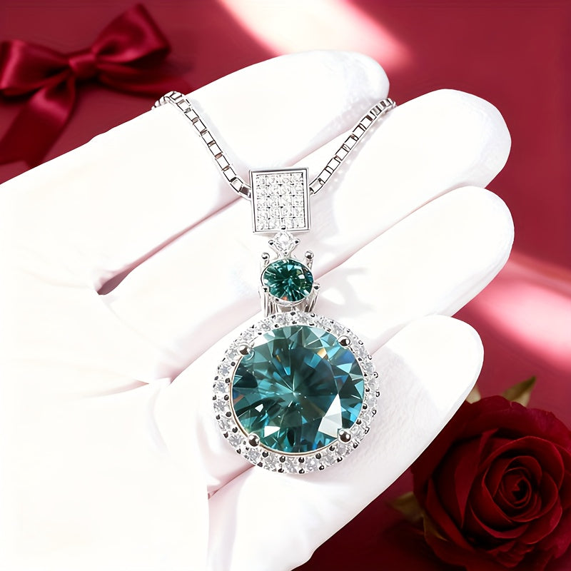 925 Silvery Sparkling 6-carat Pendant Necklace, Available In Multiple Colors, Elegant And Luxurious, The Perfect Holiday Gift For Family, Mom And Friends (Moissanite: 6.5mm*1pc, 11.0mm*1pc, Silvery Weight Approximately 8g)