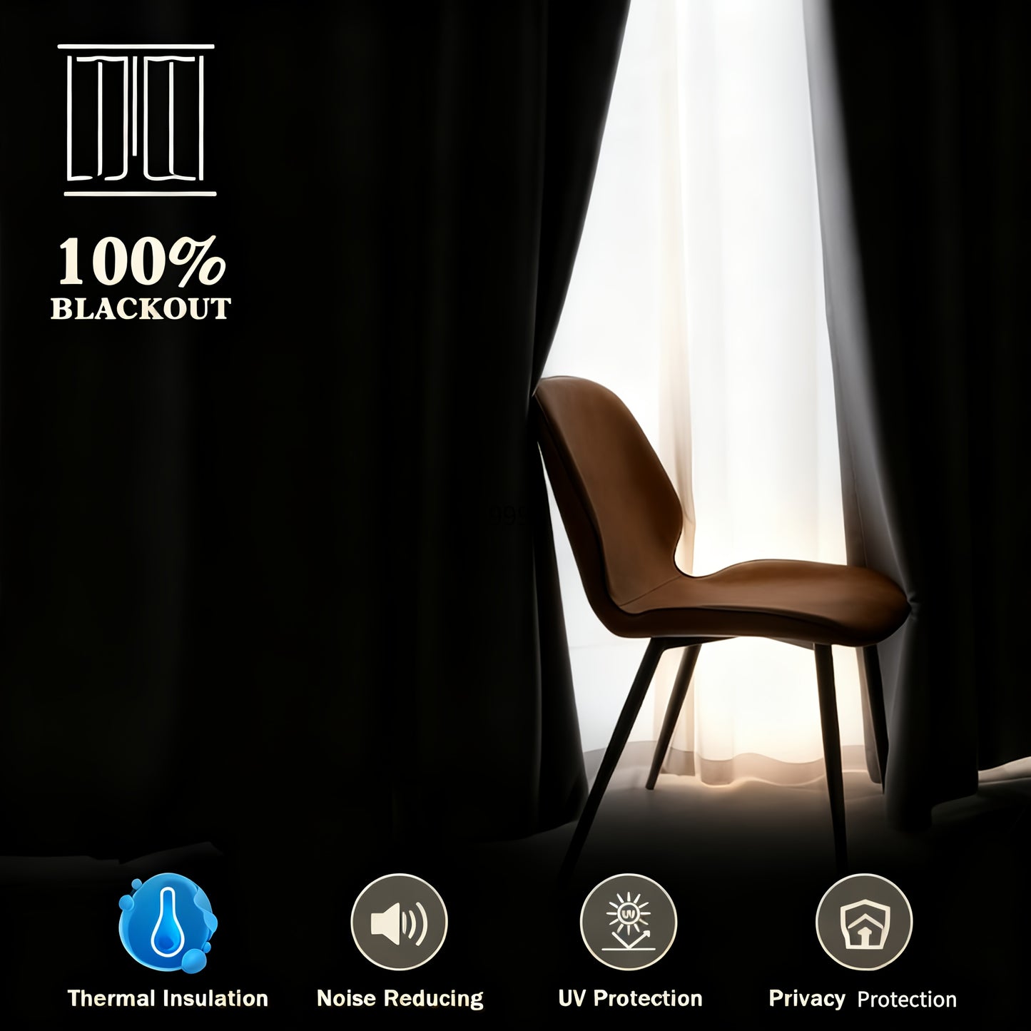 2 Panels 52x84 in/ 132x213 cm 100% Blackout Curtains Soft & Durable, Easy to Clean for Bedroom, Living Room, Office, Hotel, Bathroom, Van Garage, Christmas Modern decoration, black, Grey, Beige 52x63 in/ 132x160 cm 52x95 in/