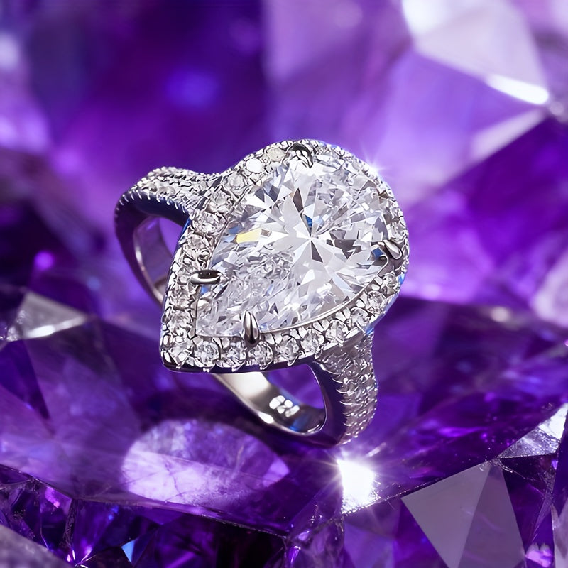 S925 Silver 5ct Moissanite Ring High-quality, Luxurious, And Elegant Women's Classic Ring. 925 Silver Ring. Perfect for Any Occasion: Weddings, Proposals, EngaSynthetic Gemstoneent Parties, Banquets, Christmas, New Year Gifts