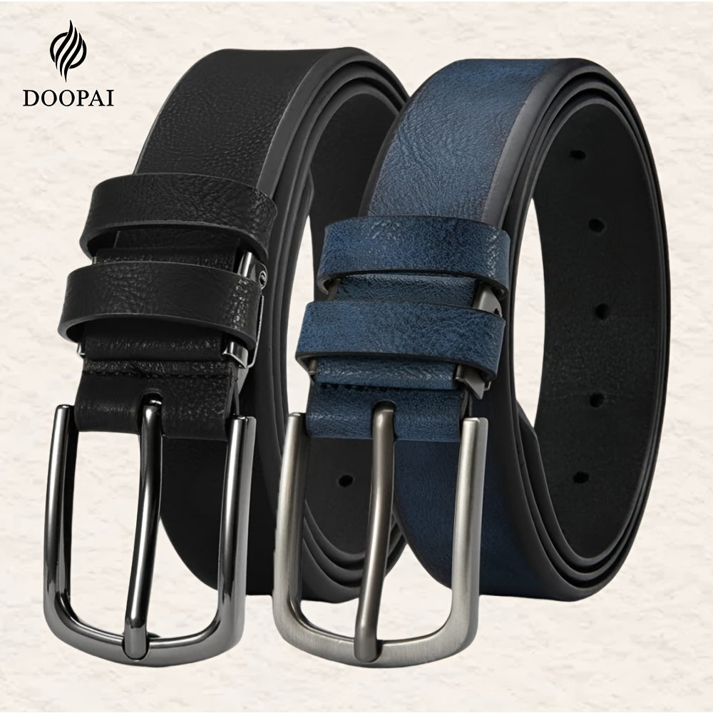 2pcs DOOPAI Men'S Leather Belt Pin Buckle Casual Cowhide Men'S Fashion Classic Vintage Jean'S Belts Gifts With Gift Box