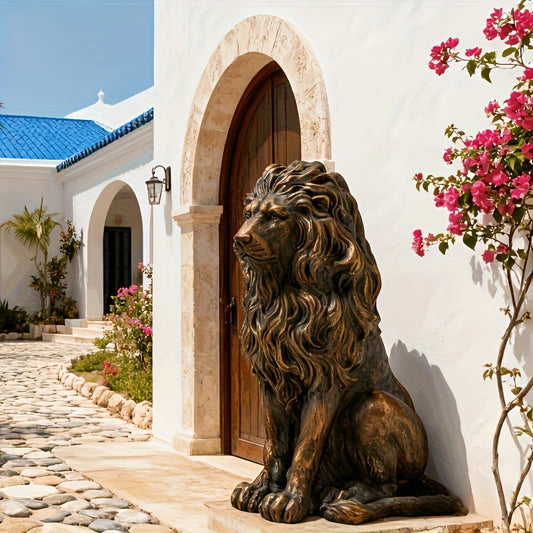 Large 20" Lion Statue, Outdoor Statue Decoration, Simulated Animal Decoration, Guardian Deity Of Villa, Garden, Park And Resort, A Beautiful Decoration for Home, An Excellent Holiday Gift for Good Friends, Independence Day De