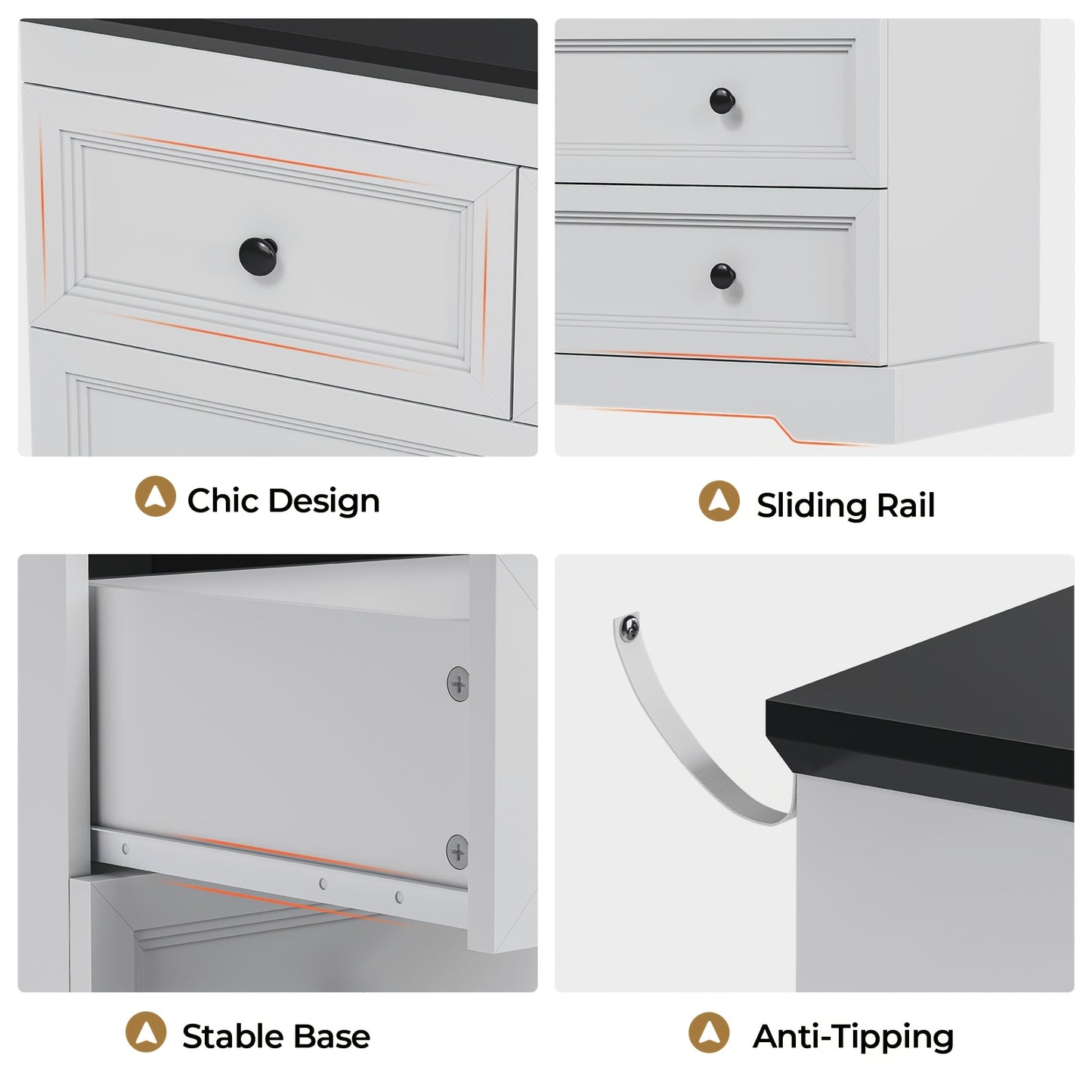 55" Wide 10-Drawer Metal Dresser - Modern White & Black Chest of Drawers, Freestanding Storage Cabinet for Bedroom, Living Room, Entryway, Easy Assembly, Compact Design Under 27" Height