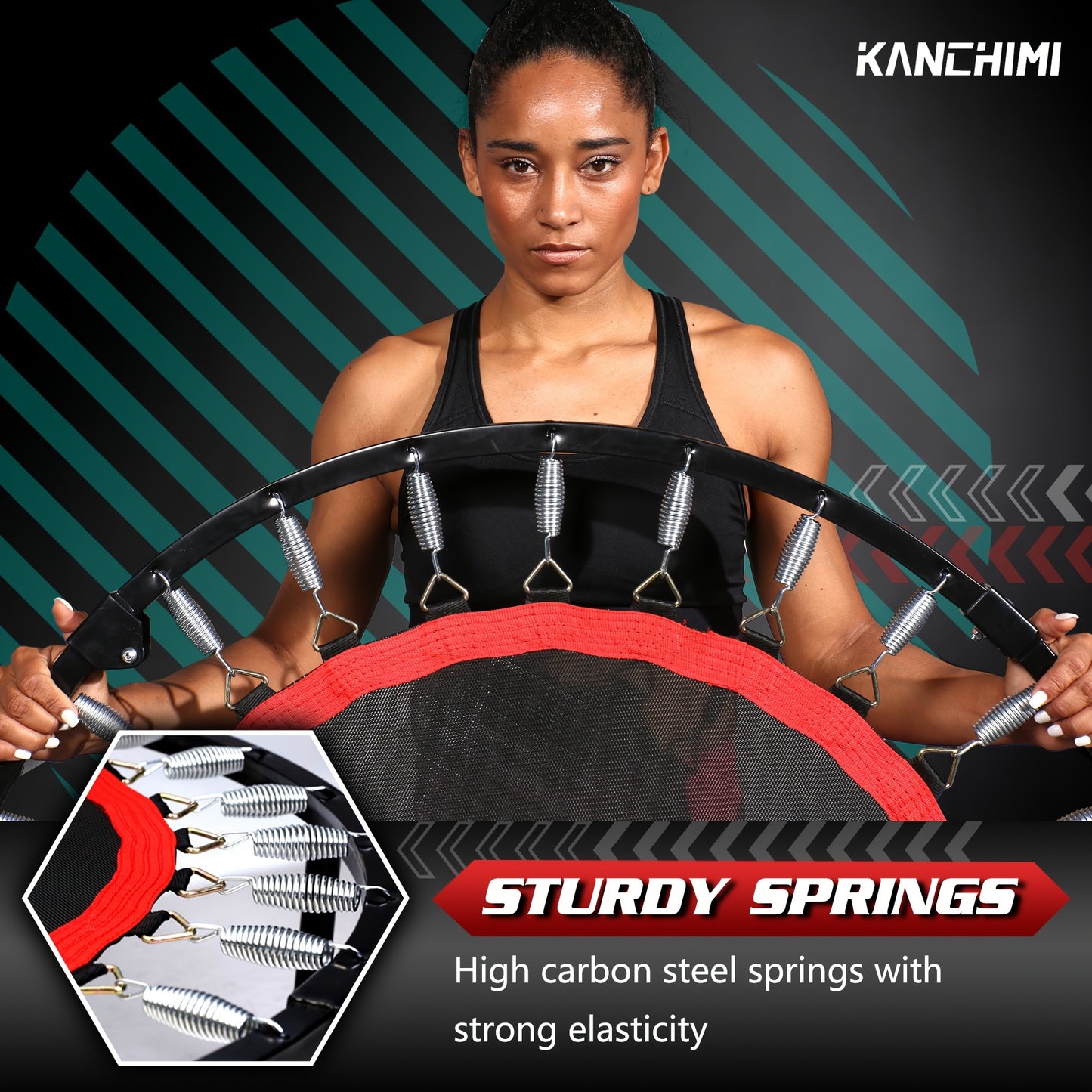 40" Folding Mini Fitness Indoor Exercise Workout Rebounder Trampoline With Handle, Max Load 450lbs