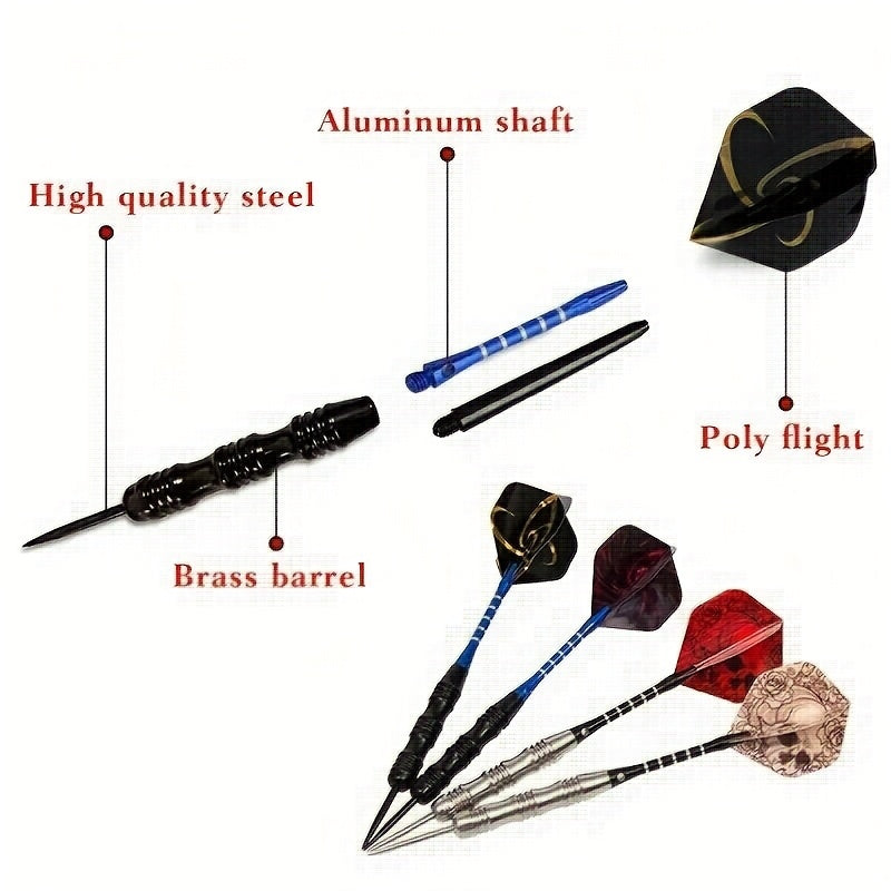 12 Darts Deluxe Gift Box with 24 Dart Wings, Iron Tip with Aluminum Alloy Shaft, Skull Dart Wings, Suitable for Indoor Club Entertainment, Sports Competitions And Casual Outdoor Games Darts Metal Tip Pop Darts Graduation Gift