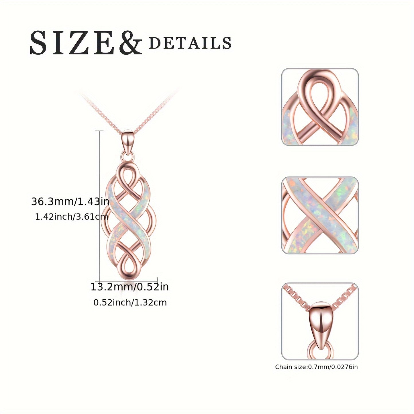 YFN Irish Celtic Knot Created Opal Pendant Necklace Sterling Silver Black Necklaces For Women Men 18"