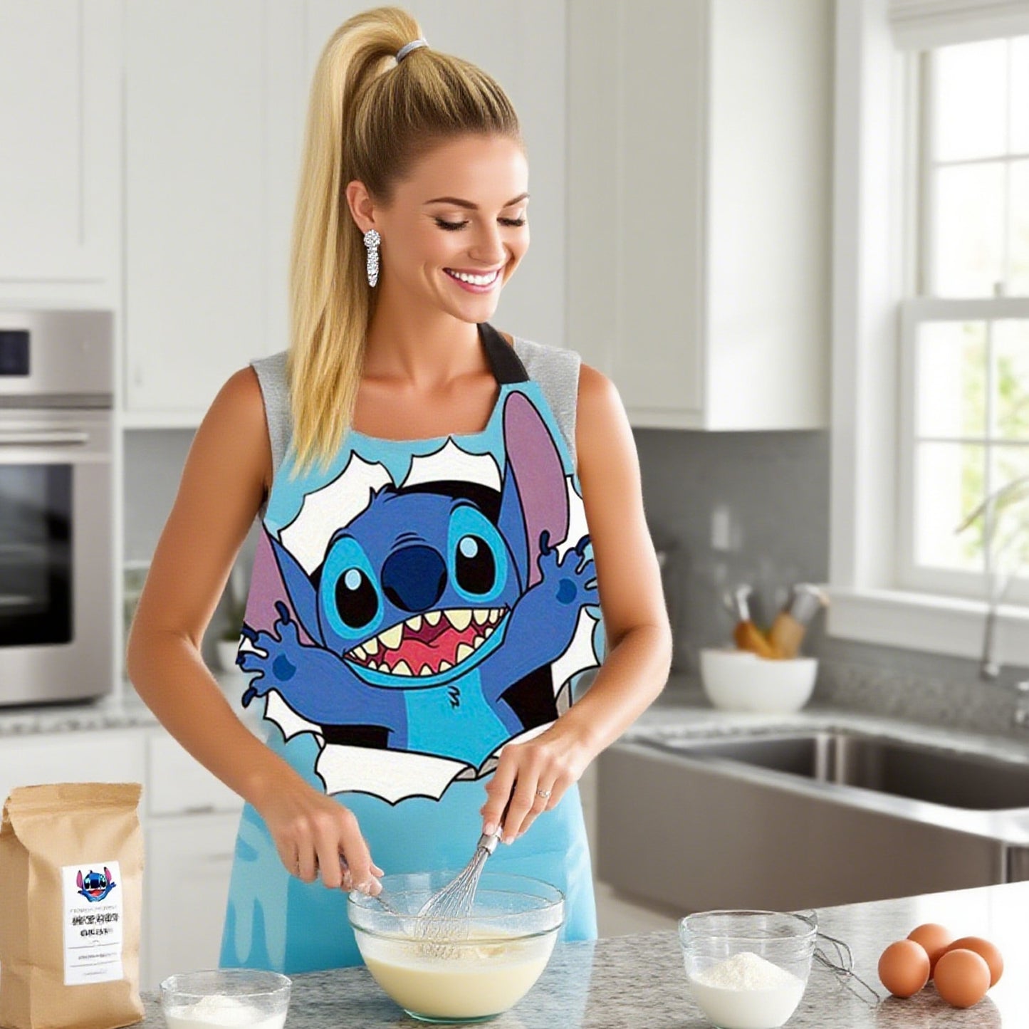 Stitch kitchen three-piece set, including a Stitch apron, gloves, and heat-resistant mat, Party Favors, adding fun to your cooking time and joy to your culinary creeations.ations., Kitchen Essentials, Culinary Gifts, Themed A