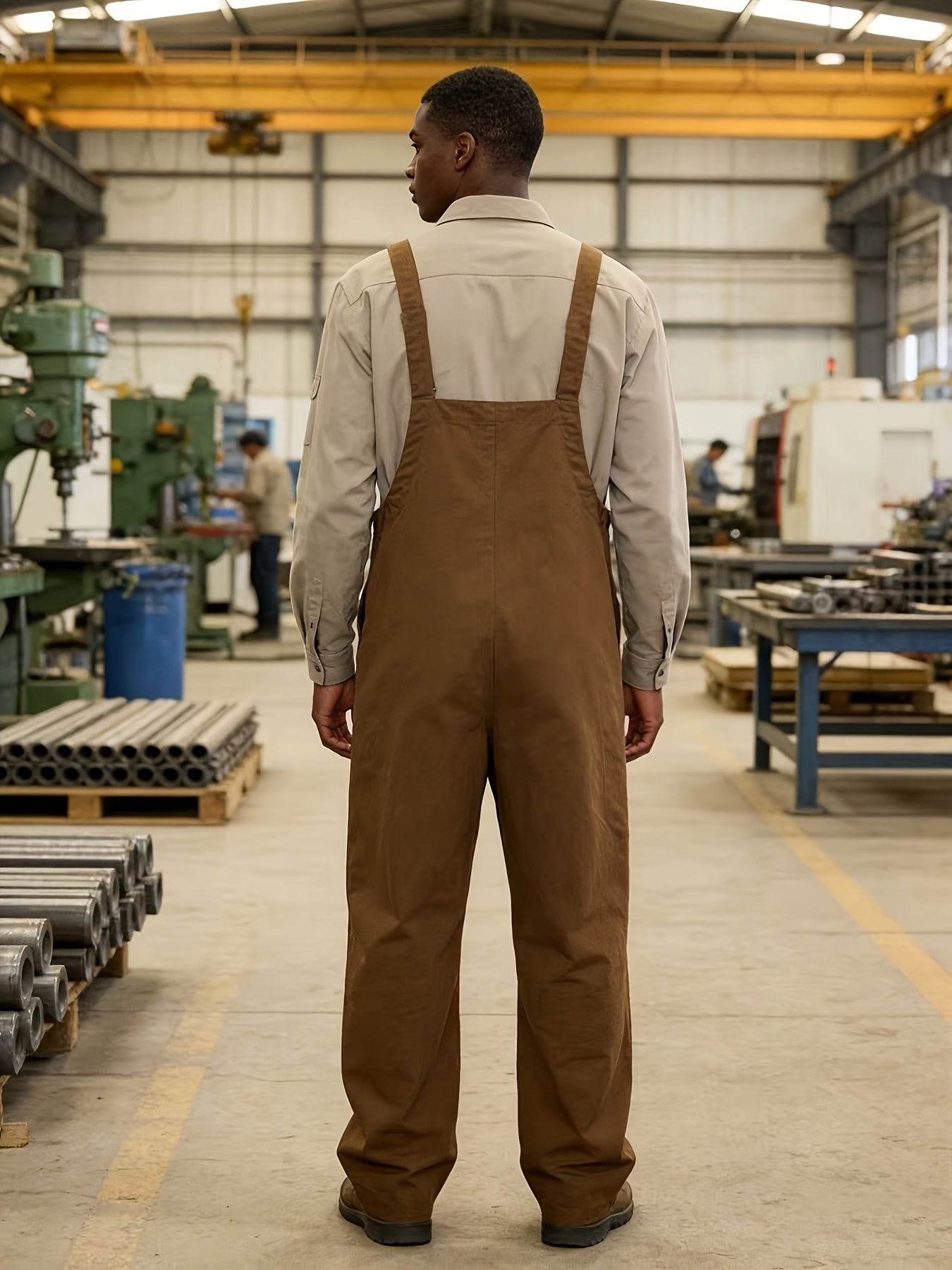 European And American Retro Men's Jumpsuits, New Loose And Casual Bib Pants for Spring And Autumn, Adjustable Shoulder Straps, Long Front, Work Pants Loved By Farmers, Wear-resistant And Durable, Easily Cope with Various Jobs