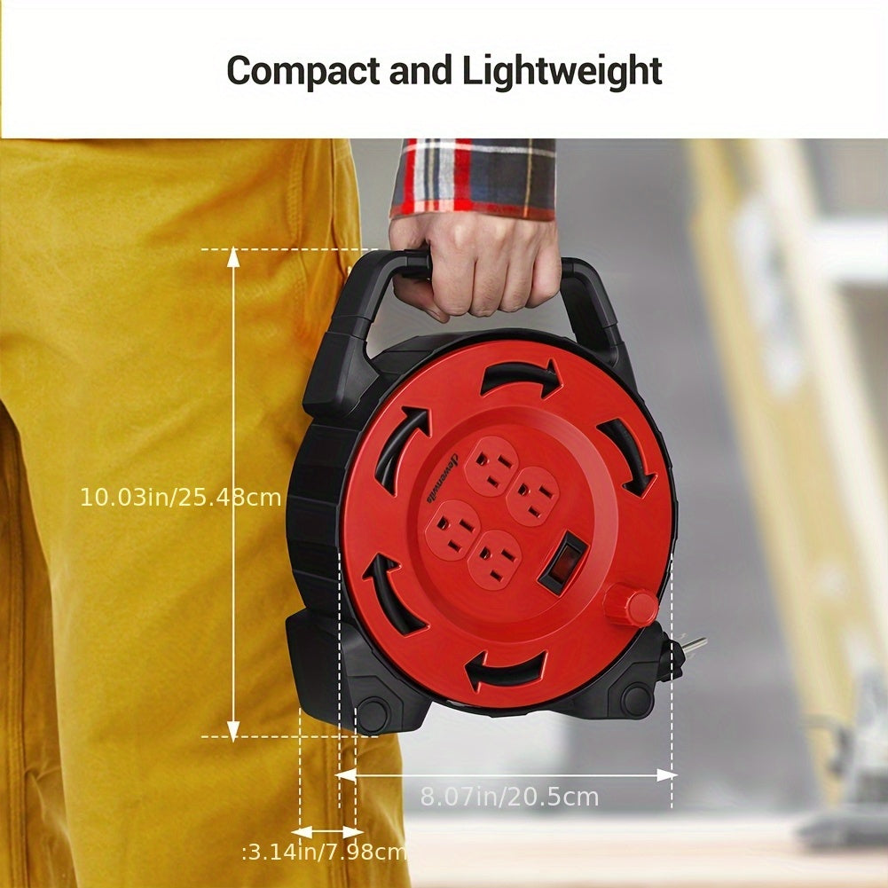 30ft Retractable Extension Cord, 16AWG/ 3C SJTW Power Cord, 3 Outlets, 10A/125V Hand Wind Retractable Extension Cord Reel, Power Cord Reel, Electric Fence Fence, Electric Fence Post, Extension Cord Retractable, Extension Cord