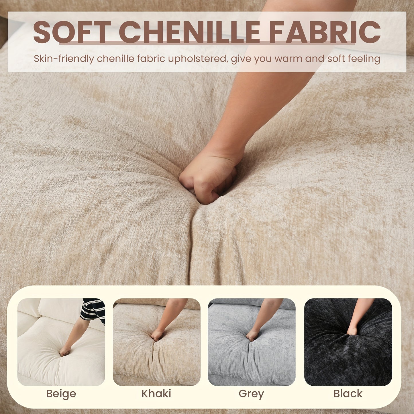 Modular Sectional Sofa Cloud Couch, Oversized 5 Seater Sofa with Ottoman, Extra Large V Shaped Deep Seat Sectional Couches for Living Room, Sofa Covers Washable&Removable