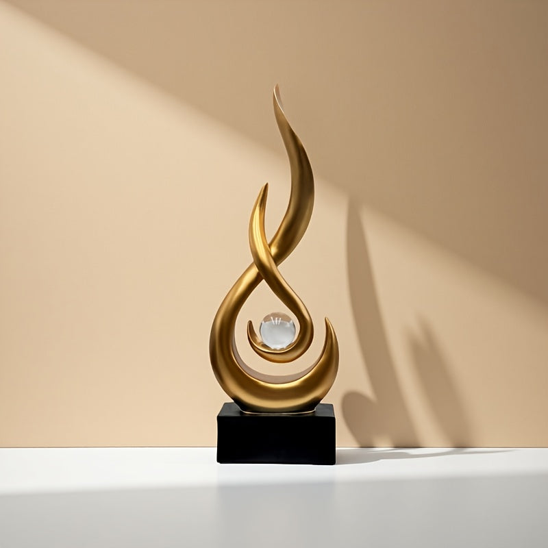 Home & Kitchen > Holiday Decorations > Small Statue Figurine// Abstract Flame Bead Resin Ornament | Modern Wabi-Sabi Style Living Room Energy Focal Point Decoration