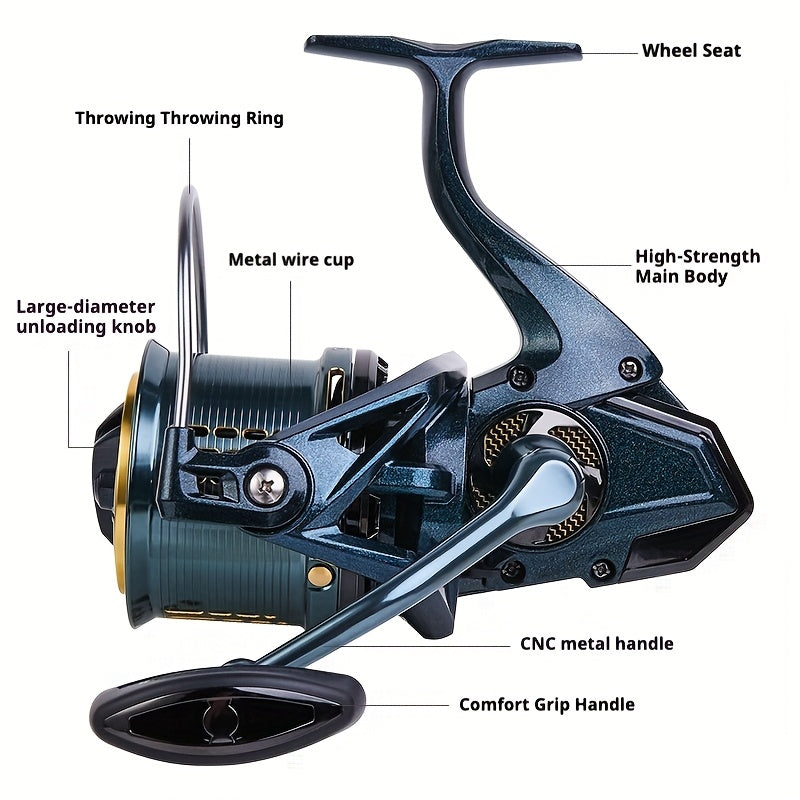 Heavy-Duty Saltwater Spinning Fishing Reel 12000/14000 - 17+1BB & 6+1 Bearing System, 4.8:1 Gear Ratio, 44 Lbs Brake Drag - Casting for Monster Fish Suitable for Sea Fishing, Lake Fishing - Ideal for Anglers ()