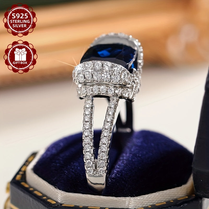S925 Pure Silvery Luxury High-end Ring for Women's Moissanite