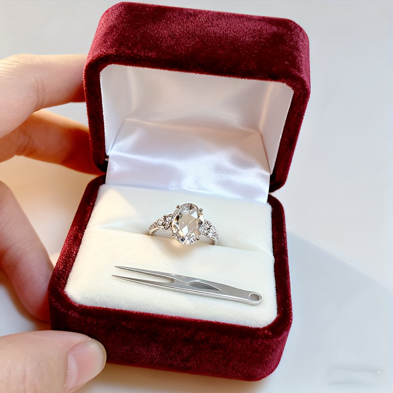 925 Silvery Shiny 3-carat Moissanite Ring, A Fashionable Women's Ring, A Daily Outfit Gift, An Anniversary Fashion Party, A Must-have Gift for A Single Party, A Family Gift, A Perfect Holiday Gift for Friends And Mom