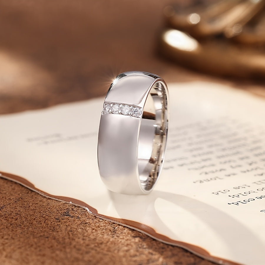 2pc925 Sterling Silvery Men's Fashion Mosan Stone Combination Ring, Suitable for Daily Wear, Parties, Weddings, Gifts, Valentine's Day, Father's Day, Christmas, New Year, Combination Ring Weight 0.56 oz.