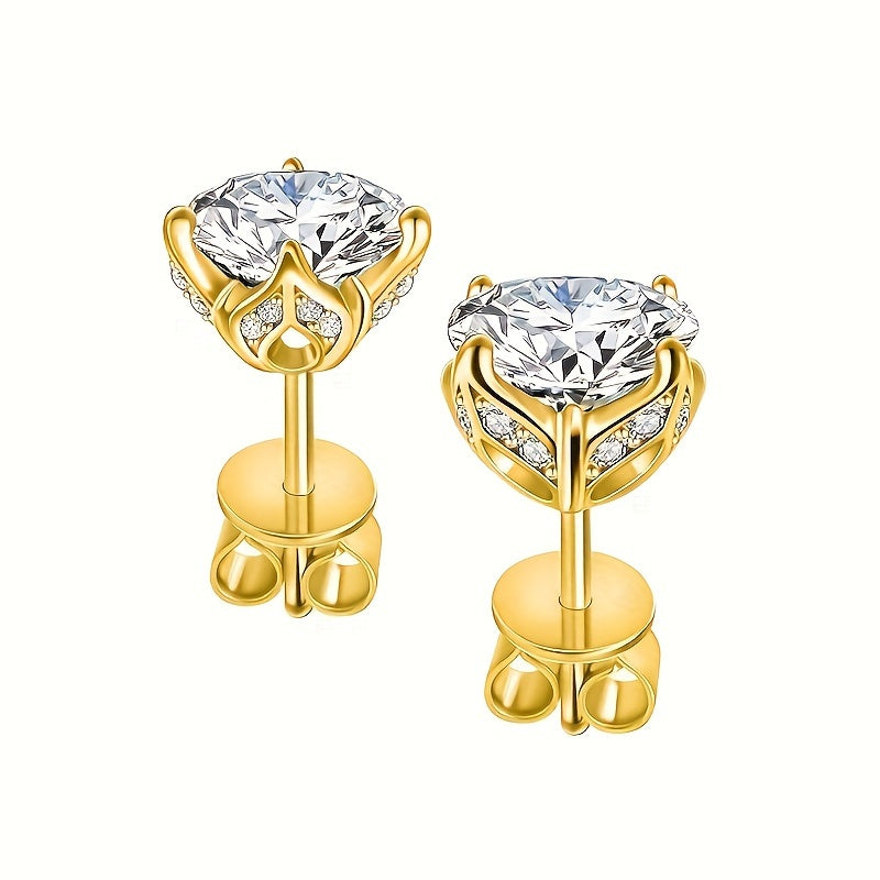 925 Silver 1Carat* 2pcs Moissanite Earrings Teenager'S Moissanite Jewelry, Silvery Earrings, High-Quality Fashion Studs For Teenager For Vacation Engagement, Wedding, Anniversary Gifts Perfect For Friends Christmas #Halloween