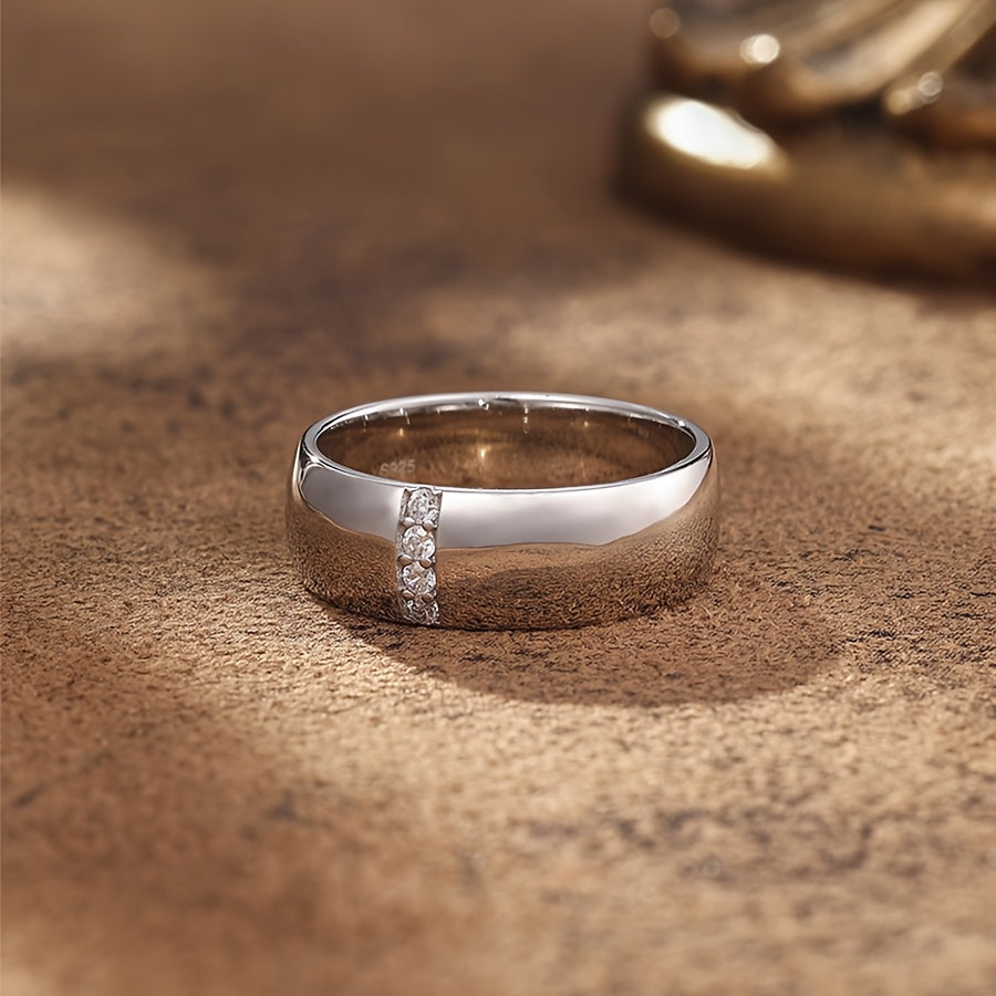 2pc925 Sterling Silvery Men's Fashion Mosan Stone Combination Ring, Suitable for Daily Wear, Parties, Weddings, Gifts, Valentine's Day, Father's Day, Christmas, New Year, Combination Ring Weight 0.56 oz.